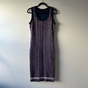 Endless Rose navy blue and pink tweed sleeveless dress